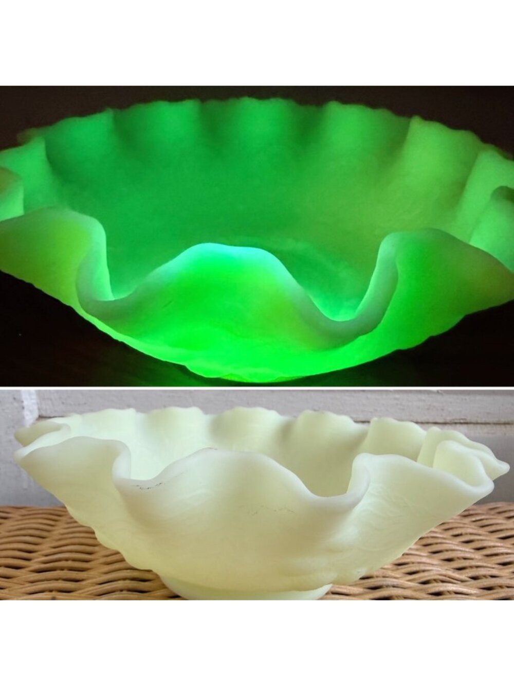 Vintage 70s Fenton Persian Medallion ruffled edge Candy Dish/Bowl